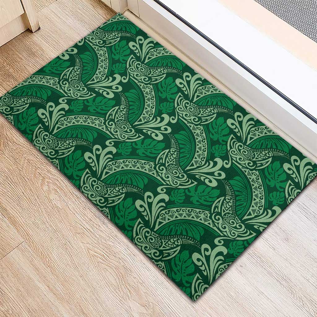 Forest Green Monstera Rubber Doormat Polynesian Tribal Pattern LT01 - Polynesian Pride