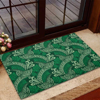 Forest Green Monstera Rubber Doormat Polynesian Tribal Pattern LT01 - Polynesian Pride