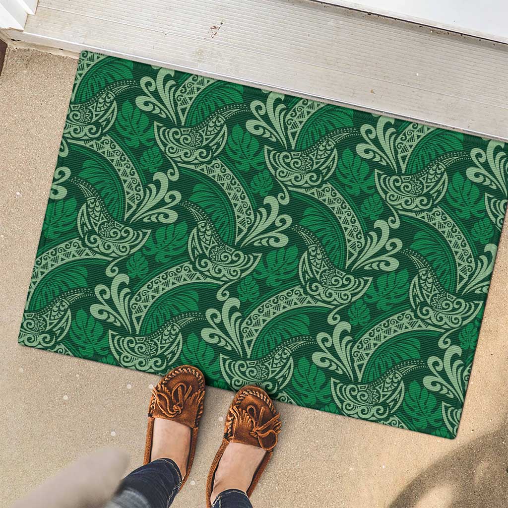 Forest Green Monstera Rubber Doormat Polynesian Tribal Pattern LT01 - Polynesian Pride