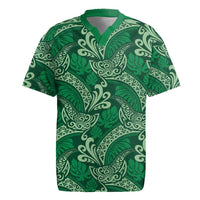 Forest Green Monstera Rugby Jersey Polynesian Tribal Pattern - Polynesian Pride