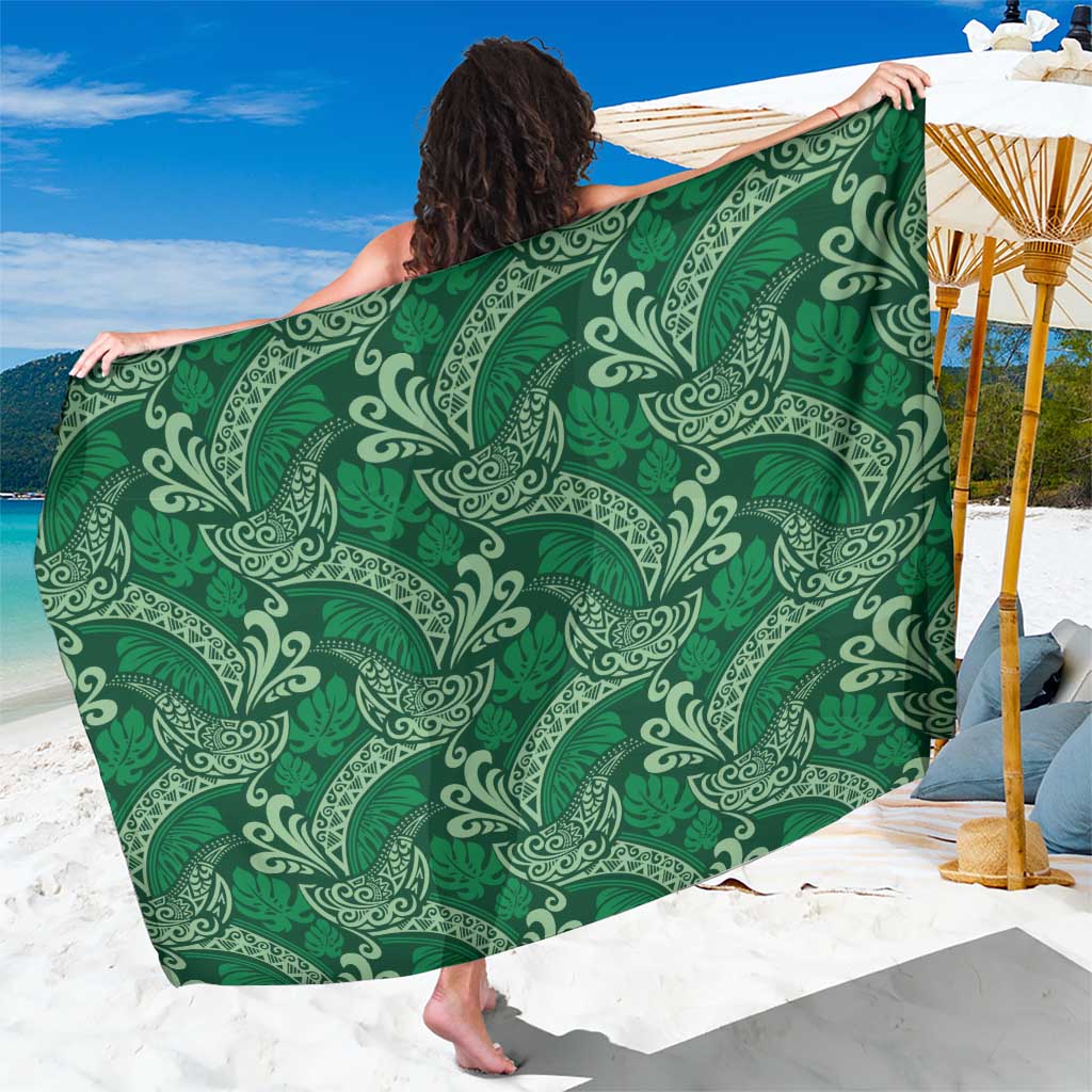 Forest Green Monstera Sarong Polynesian Tribal Pattern - Polynesian Pride