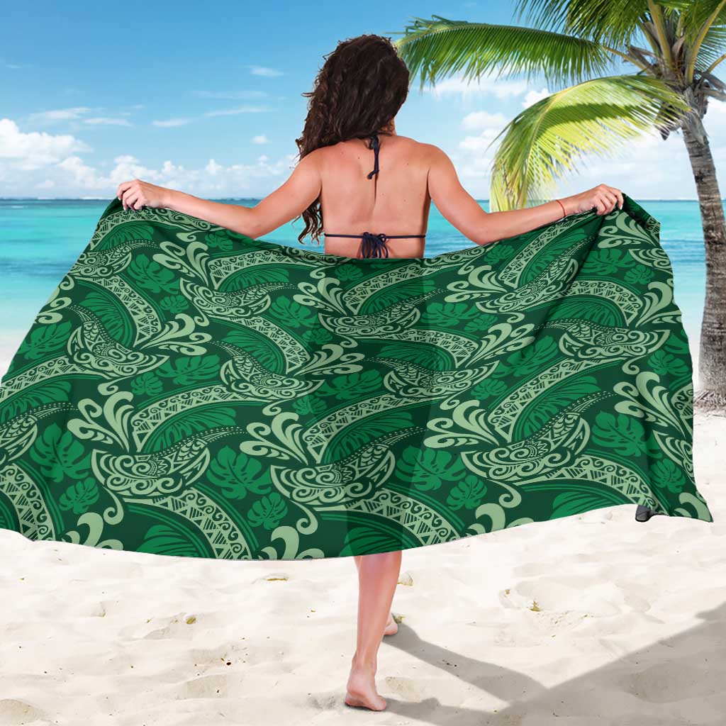 Forest Green Monstera Sarong Polynesian Tribal Pattern - Polynesian Pride