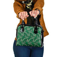 Forest Green Monstera Shoulder Handbag Polynesian Tribal Pattern - Polynesian Pride