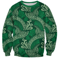 Forest Green Monstera Sweatshirt Polynesian Tribal Pattern LT01 Unisex Green - Polynesian Pride