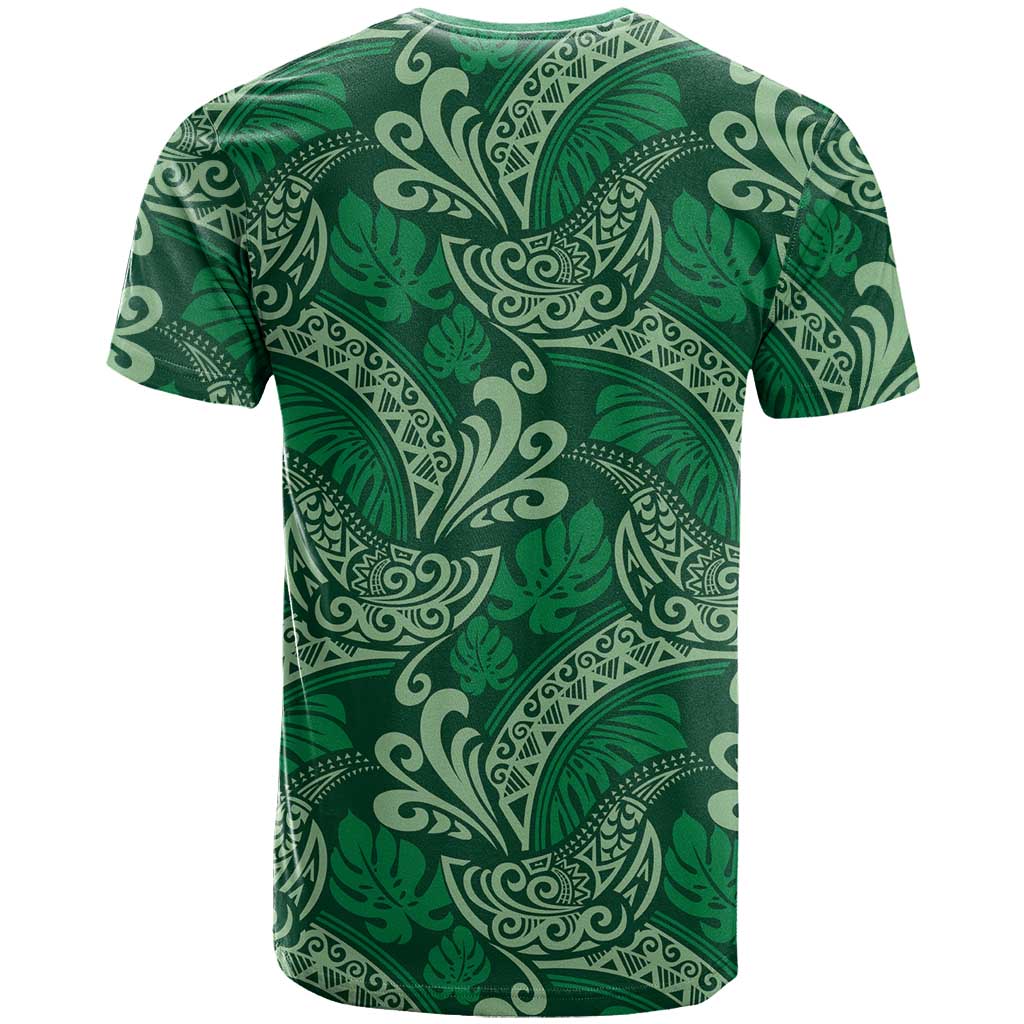 Forest Green Monstera T Shirt Polynesian Tribal Pattern LT01 - Polynesian Pride