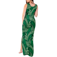 Forest Green Monstera Tank Maxi Dress Polynesian Tribal Pattern LT01 - Polynesian Pride
