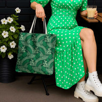 Forest Green Monstera Tote Bag Polynesian Tribal Pattern - Polynesian Pride