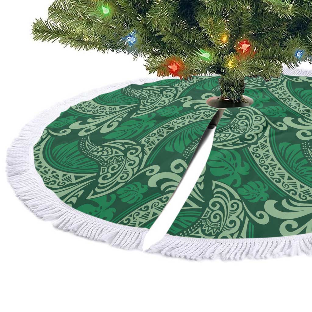 Forest Green Monstera Tree Skirt Polynesian Tribal Pattern LT01 - Polynesian Pride