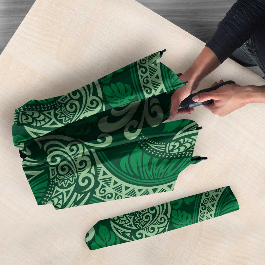 Forest Green Monstera Umbrella Polynesian Tribal Pattern LT01 - Polynesian Pride