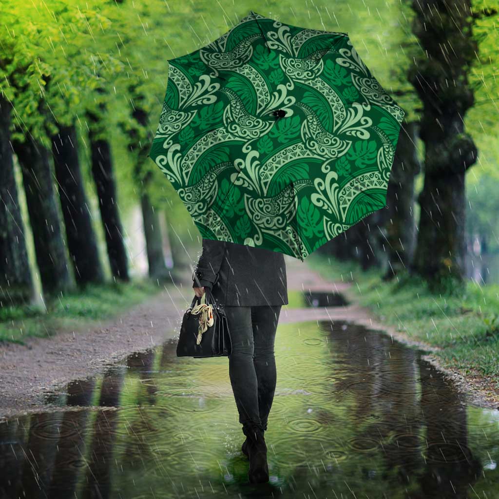 Forest Green Monstera Umbrella Polynesian Tribal Pattern LT01 - Polynesian Pride