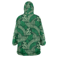 Forest Green Monstera Wearable Blanket Hoodie Polynesian Tribal Pattern LT01 - Polynesian Pride