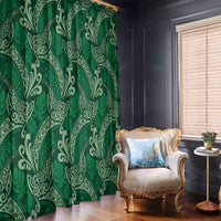 Forest Green Monstera Window Curtain Polynesian Tribal Pattern - Polynesian Pride