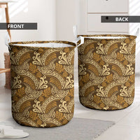 Brown Gold Monstera Laundry Basket Polynesian Tribal Pattern LT01 - Polynesian Pride
