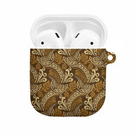 Brown Gold Monstera AirPods Case Polynesian Tribal Pattern - Polynesian Pride
