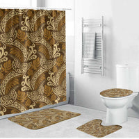 Brown Gold Monstera Bathroom Set Polynesian Tribal Pattern - Polynesian Pride