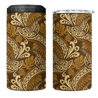 Brown Gold Monstera 4 in 1 Can Cooler Tumbler Polynesian Tribal Pattern LT01 One Size: 16 oz Gold - Polynesian Pride