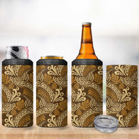 Brown Gold Monstera 4 in 1 Can Cooler Tumbler Polynesian Tribal Pattern LT01 - Polynesian Pride