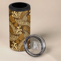 Brown Gold Monstera 4 in 1 Can Cooler Tumbler Polynesian Tribal Pattern LT01 - Polynesian Pride
