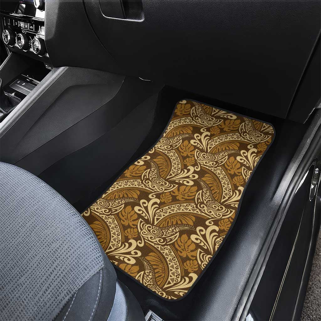 Brown Gold Monstera Car Mats Polynesian Tribal Pattern LT01 - Polynesian Pride