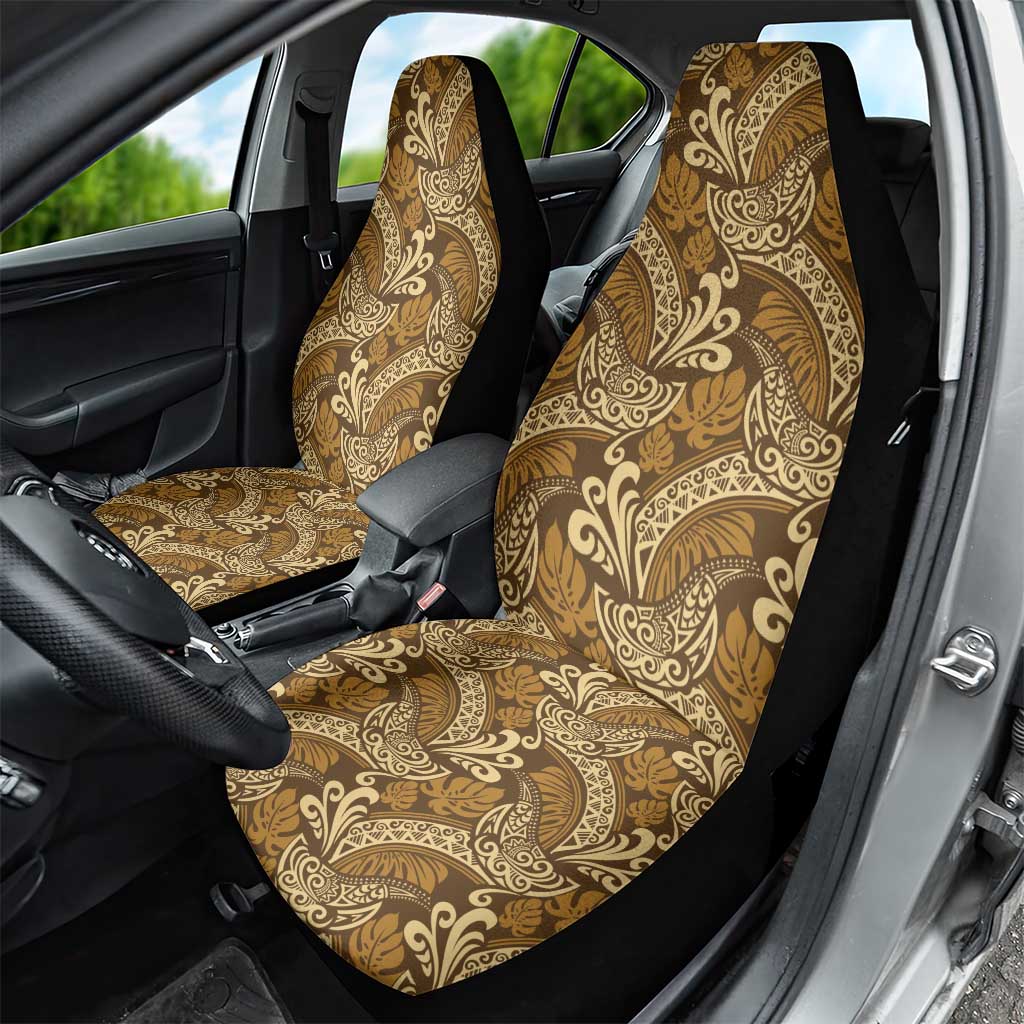 Brown Gold Monstera Car Seat Cover Polynesian Tribal Pattern LT01 - Polynesian Pride