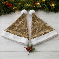 Brown Gold Monstera Christmas Santa Hat Polynesian Tribal Pattern LT01 - Polynesian Pride