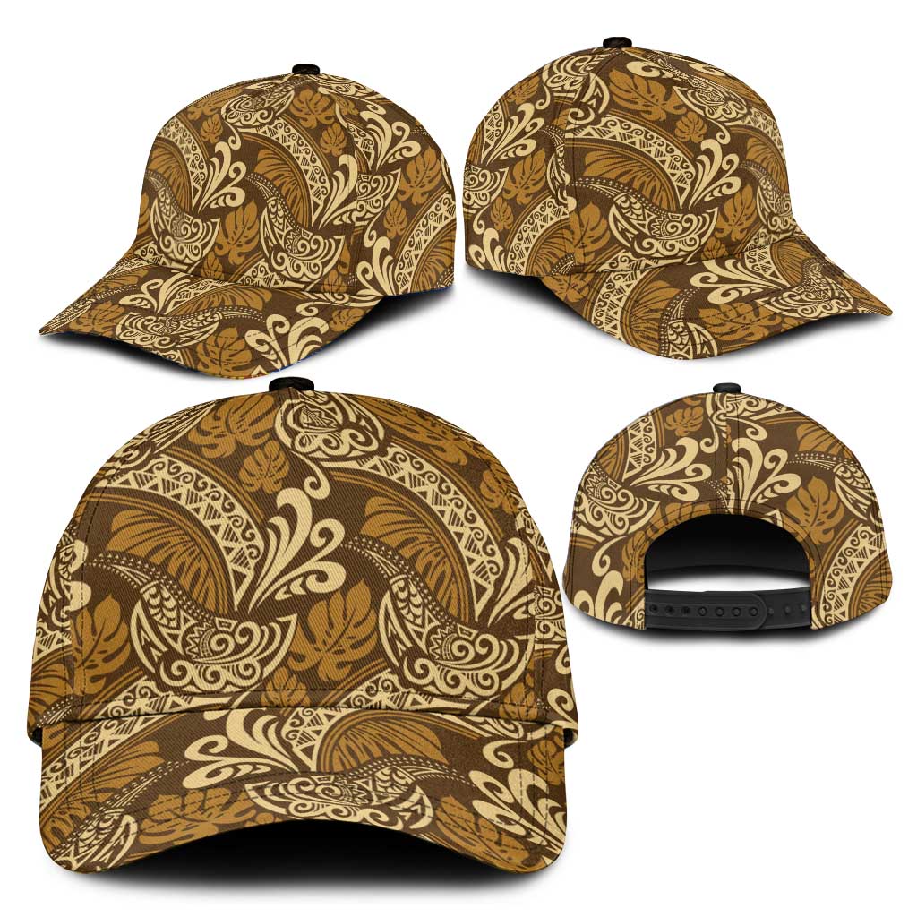 Brown Gold Monstera Classic Cap Polynesian Tribal Pattern LT01 - Polynesian Pride