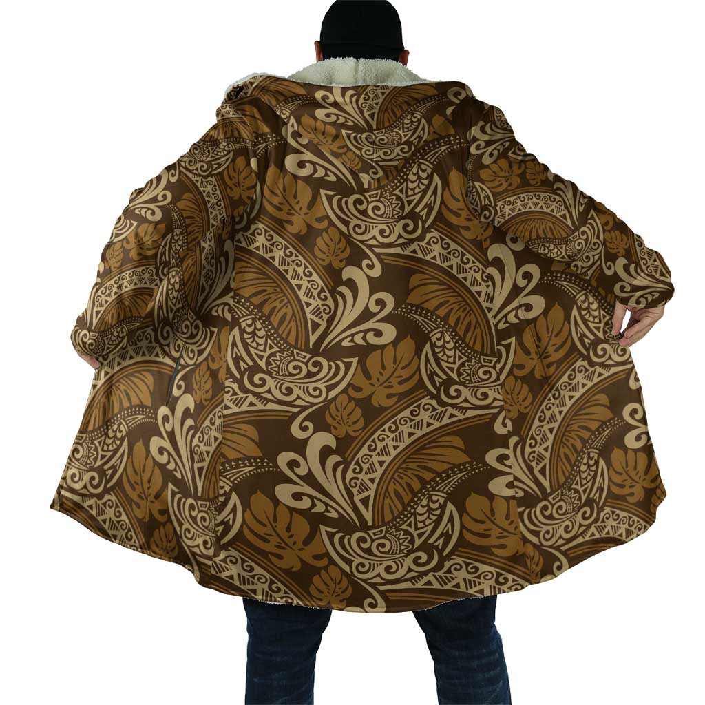 Brown Gold Monstera Cloak Polynesian Tribal Pattern LT01 - Polynesian Pride