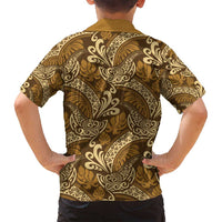 Brown Gold Monstera Family Matching Puletasi and Hawaiian Shirt Polynesian Tribal Pattern LT01 - Polynesian Pride