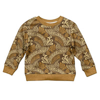Brown Gold Monstera Kid Ugly Christmas Sweater Polynesian Tribal Pattern LT01 Kid Gold - Polynesian Pride