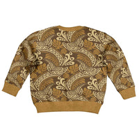 Brown Gold Monstera Kid Ugly Christmas Sweater Polynesian Tribal Pattern LT01 - Polynesian Pride