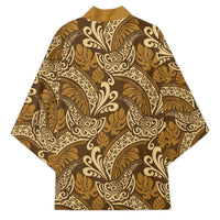 Brown Gold Monstera Kimono Polynesian Tribal Pattern LT01 - Polynesian Pride