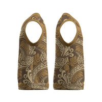 Brown Gold Monstera Christmas Knitted V-Neck Vest Polynesian Tribal Pattern LT01 - Polynesian Pride
