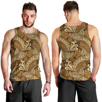 Brown Gold Monstera Men Tank Top Polynesian Tribal Pattern LT01 - Polynesian Pride