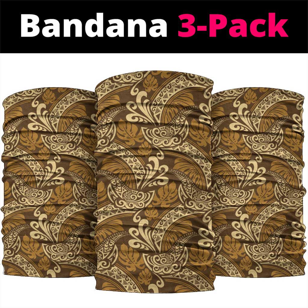 Brown Gold Monstera Neck Gaiter Polynesian Tribal Pattern LT01 package One Size: 25*50cm Gold - Polynesian Pride