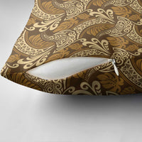 Brown Gold Monstera Pillow Cover Polynesian Tribal Pattern - Polynesian Pride