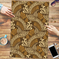 Brown Gold Monstera Puzzle Polynesian Tribal Pattern LT01 Gold - Polynesian Pride