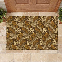 Brown Gold Monstera Rubber Doormat Polynesian Tribal Pattern LT01 Gold - Polynesian Pride
