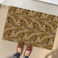 Brown Gold Monstera Rubber Doormat Polynesian Tribal Pattern LT01 - Polynesian Pride