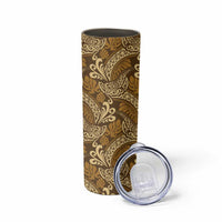 Brown Gold Monstera Skinny Tumbler Polynesian Tribal Pattern LT01 - Polynesian Pride