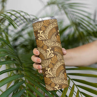 Brown Gold Monstera Skinny Tumbler Polynesian Tribal Pattern LT01 - Polynesian Pride
