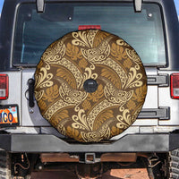 Brown Gold Monstera Spare Tire Cover Polynesian Tribal Pattern - Polynesian Pride