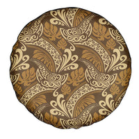 Brown Gold Monstera Spare Tire Cover Polynesian Tribal Pattern - Polynesian Pride