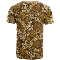 Brown Gold Monstera T Shirt Polynesian Tribal Pattern LT01 - Polynesian Pride