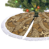 Brown Gold Monstera Tree Skirt Polynesian Tribal Pattern LT01 - Polynesian Pride
