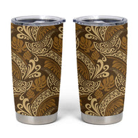 Brown Gold Monstera Tumbler Cup Polynesian Tribal Pattern LT01 Gold - Polynesian Pride