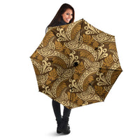 Brown Gold Monstera Umbrella Polynesian Tribal Pattern LT01 - Polynesian Pride