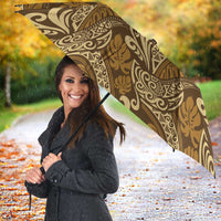 Brown Gold Monstera Umbrella Polynesian Tribal Pattern LT01 - Polynesian Pride