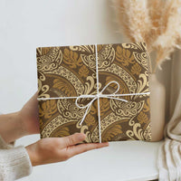 Brown Gold Monstera Wrapping Paper Polynesian Tribal Pattern LT01 - Polynesian Pride