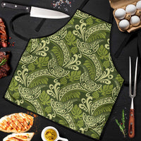 Olive Green Monstera Apron Polynesian Tribal Pattern - Polynesian Pride