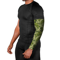 Olive Green Monstera Arm Sleeves Polynesian Tribal Pattern LT01 - Polynesian Pride